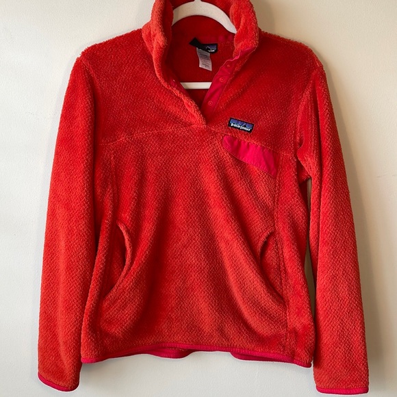 Patagonia Sweaters - Patagonia Fleece Synchilla Snap-T Quarter Zip Pullover Orange & Red Size small